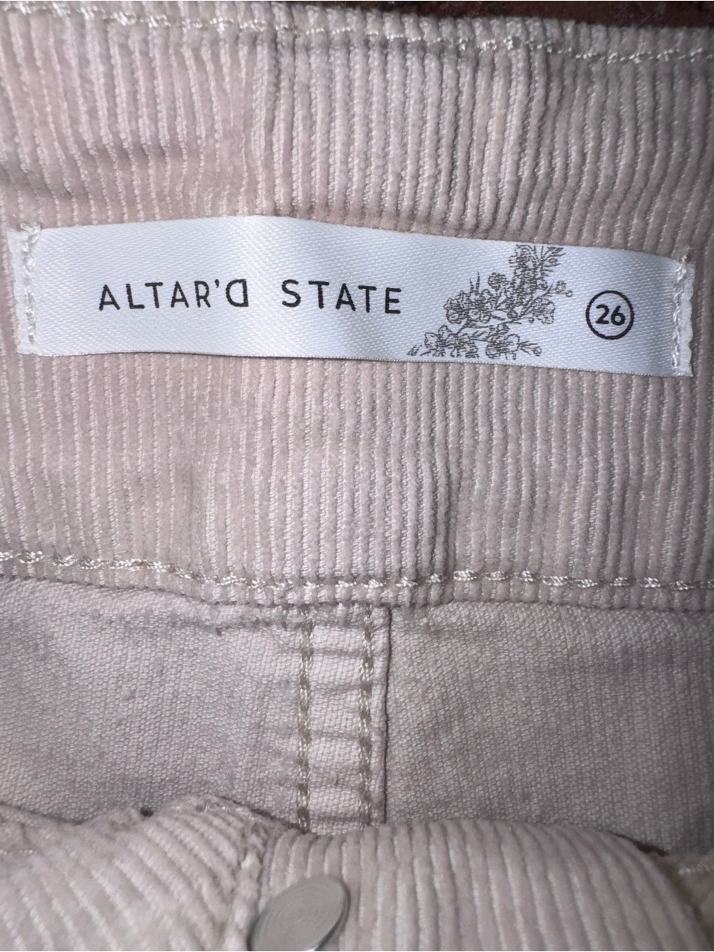 Altar'd State Cream High-Waist Corduroy Flare Pants - Picture 4 of 9
